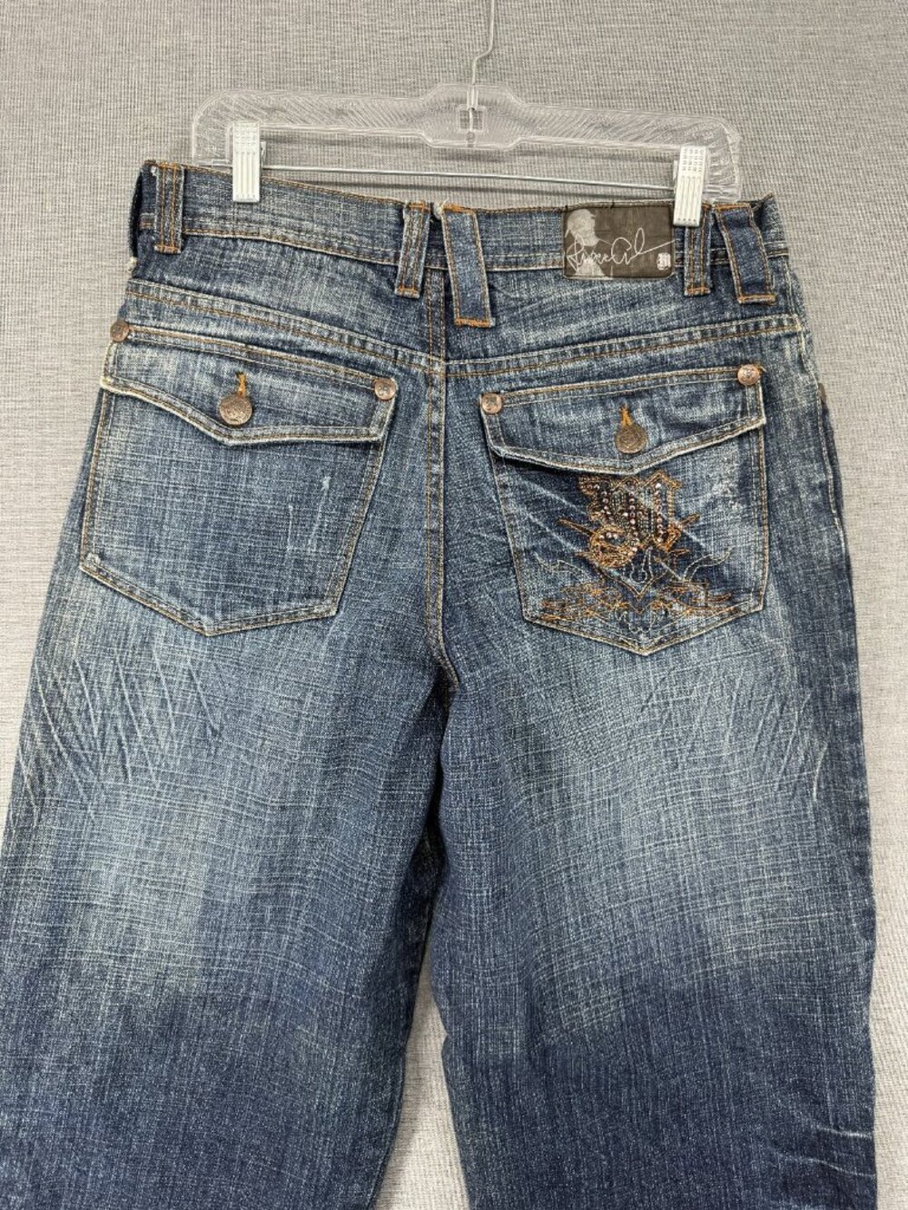 Makaveli Branded Jeans Mens 34x31 Embroidered Pockets Denim Tupac Y2K
